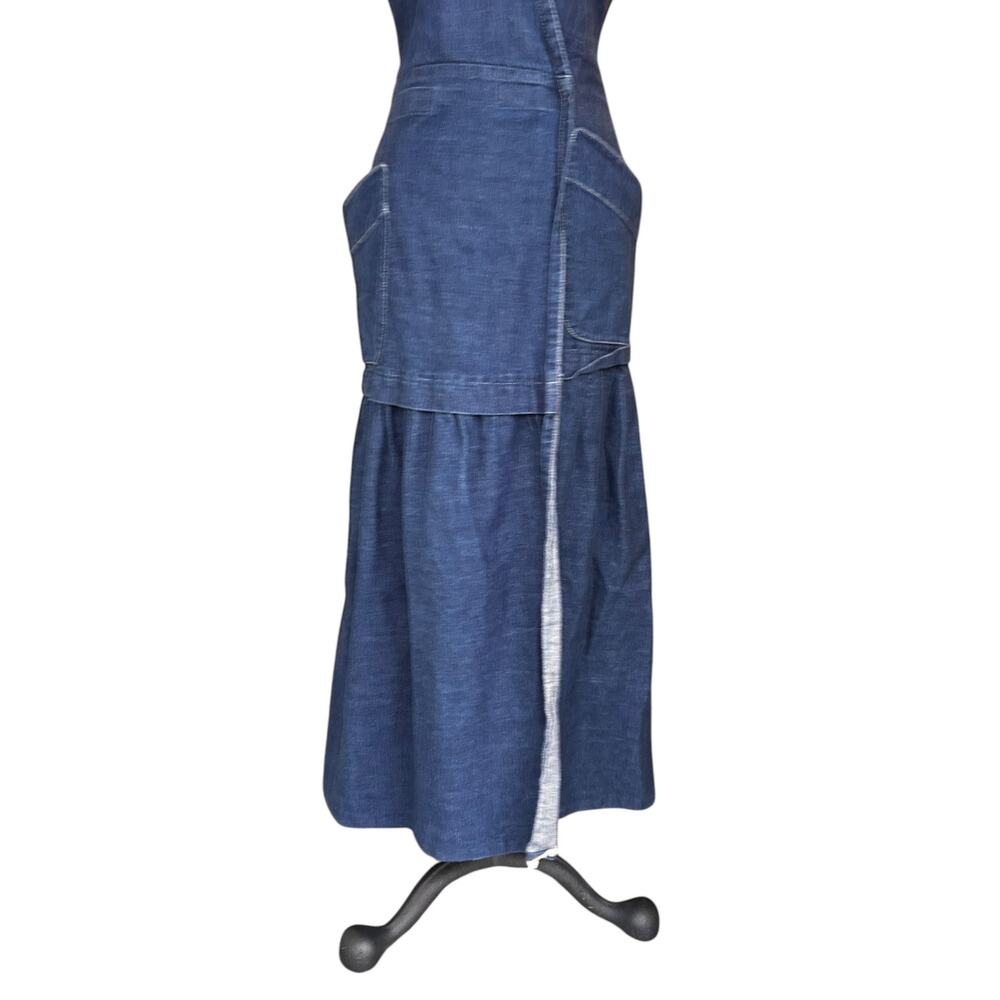 Zero + Maria Cornejo Mia Denim Midi Wrap Dress sz 8 Medium Organic Cotton Blue - Picture 8 of 12